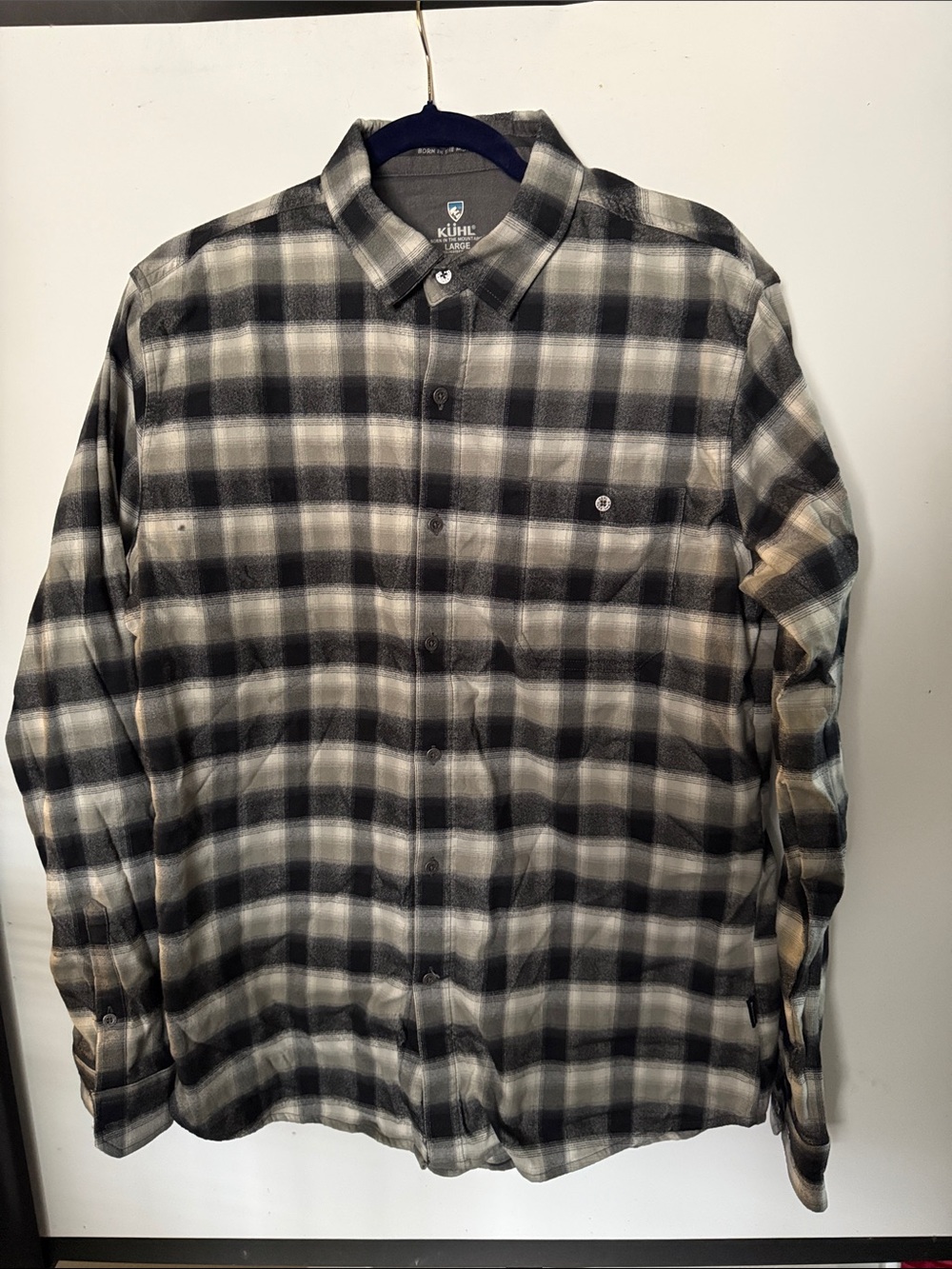 Kuhl Men’s Black and Gray Plaid Button-Down Shirt
